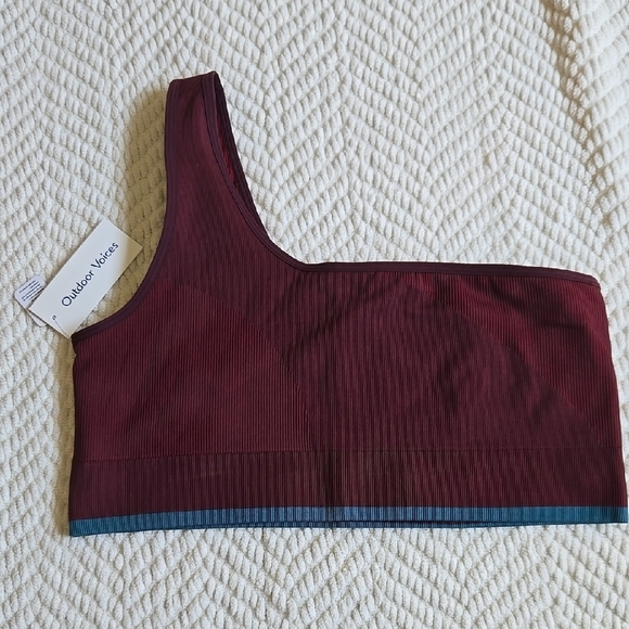 Outdoor Voices Burgundy One-Shoulder Top - Picture 1 of 4